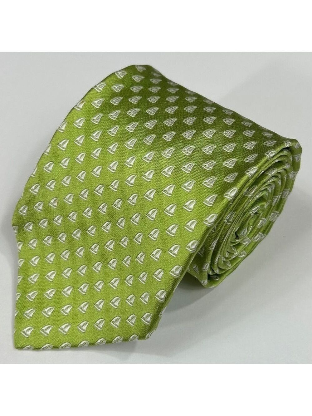 Breuer Men's Lime Green Nautical Sailboat Italy Necktie Tie